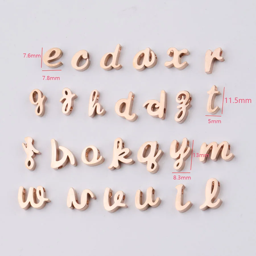 Fnixtar 26Pcs Small Alphabet Beads Mirror Polished Stainless Steel English Letters A-Z Beads 1.8mm Hole For DIY Making Necklace