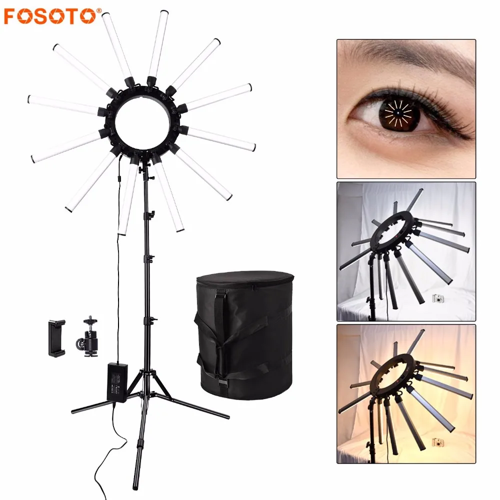 fosoto TL-1800S Led Light Lamp Bi-color 3200-5600  Photographic Lighting 12 Tubes 672 Leds Camera Photo Studio Phone Photography