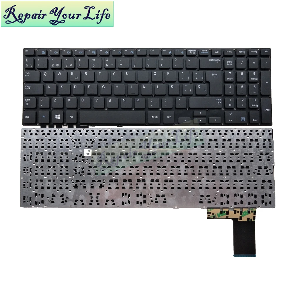 Genuine SP LA Spanish Keyboard for Samsung 450R5 NP450 NP450R5E NP450R5V NP470R5E 450R5E 450R5V NP370R5E NP510R5E black/white