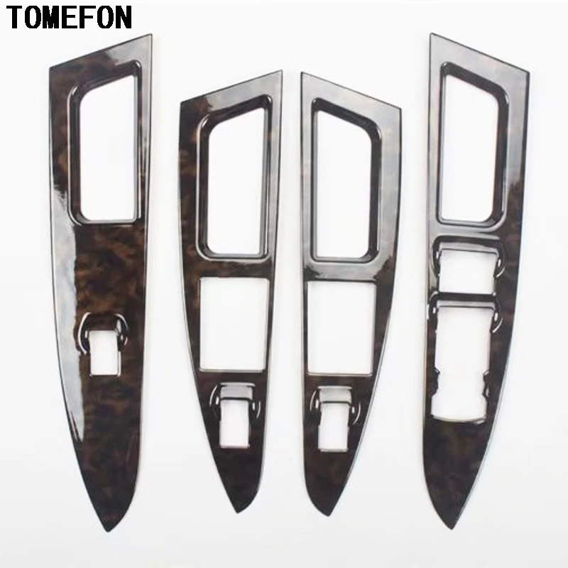 TOMEFON For Ford Mondeo 2013 to 2017 ABS Carbon Fiber Wood Color Car Window Glass Lock Lift Botton Switch Cover Interior Trim