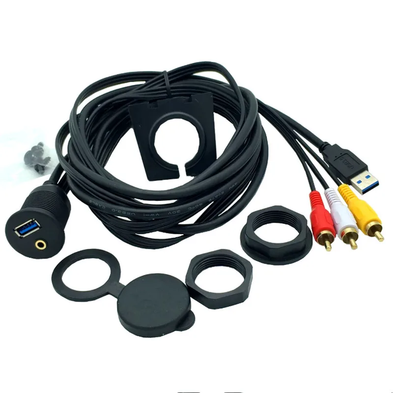 Bảng Điều Khiển Xe Xả Gắn Bảng Điều Khiển USB 3.0 Nam Đến Nữ + 3RCA Nam Đến 3.5 Mm Nối Dài 1 M/2 M