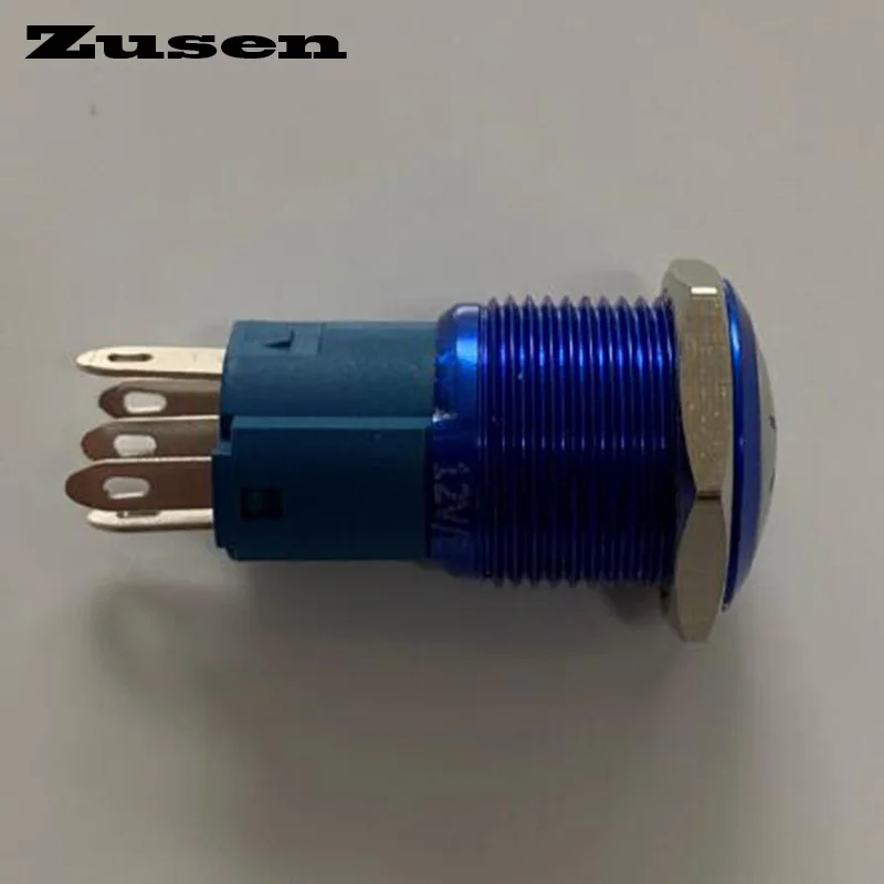 Zusen 16mm blu ossidazione illuminato fiocco di neve simbolo della luce solare interruttore A pulsante A scatto IP65(ZS16B-11ZDT/B/12V/A