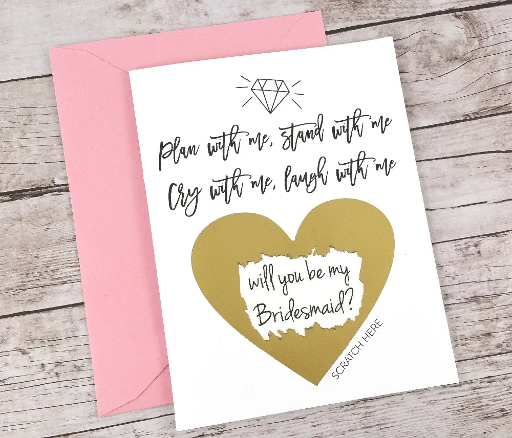 Personalize any quote bridesmaid proposal Scratch Off Cards, Will you be my Maid of Honor, Bridesman Proposal cards invites