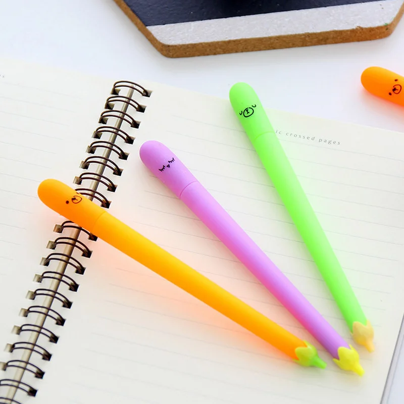 1 pcs creative stationery cute cartoon vegetable eggplant neutral pen black pen signature pen