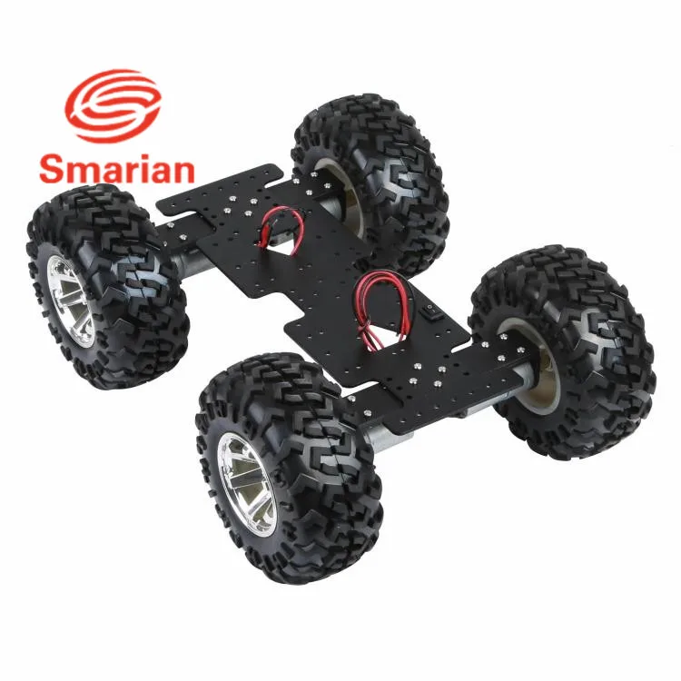 smarian 4WD Cross robot Smart metal car chassis with 25 high torque motor with Hall sensor and 130mm diameter wheel diy rc toy