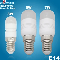 Mini seramik vücut 3W 5W 7W Led ampul E14 buzdolabı lamba AC 110V 220V 240V SMD3014 Leds sıcak soğuk beyaz spot