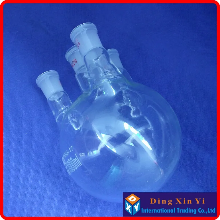 100/250/500/1000/2000ml four necks round-bottom flask,24/29 Flask round bottom with four necks,short neck standard ground mouth