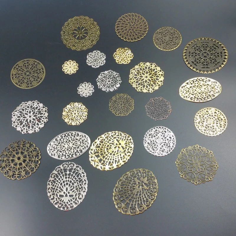 Filigree Metal Ellipse decoration  For Jewelry Making DIY Accessories