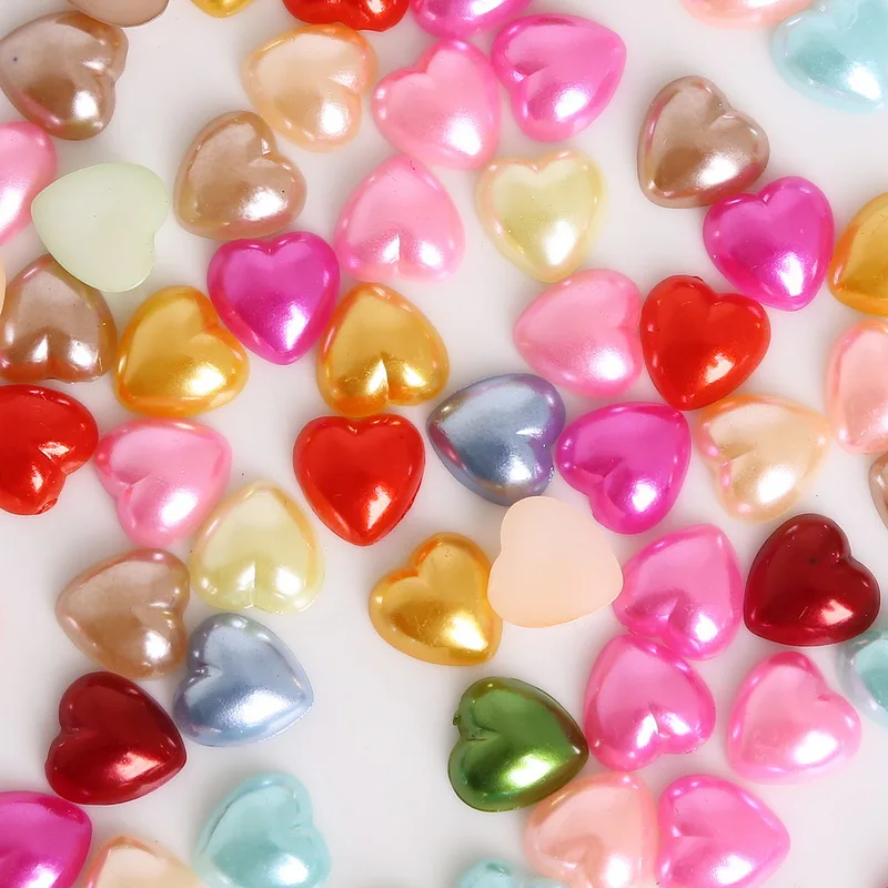 50-300Pcs Cheap Imitation plastic Half Pearl Heart Beads flatback cabochon Scrapbooking Craft 3/4/6/8/10/12mm Pick Size