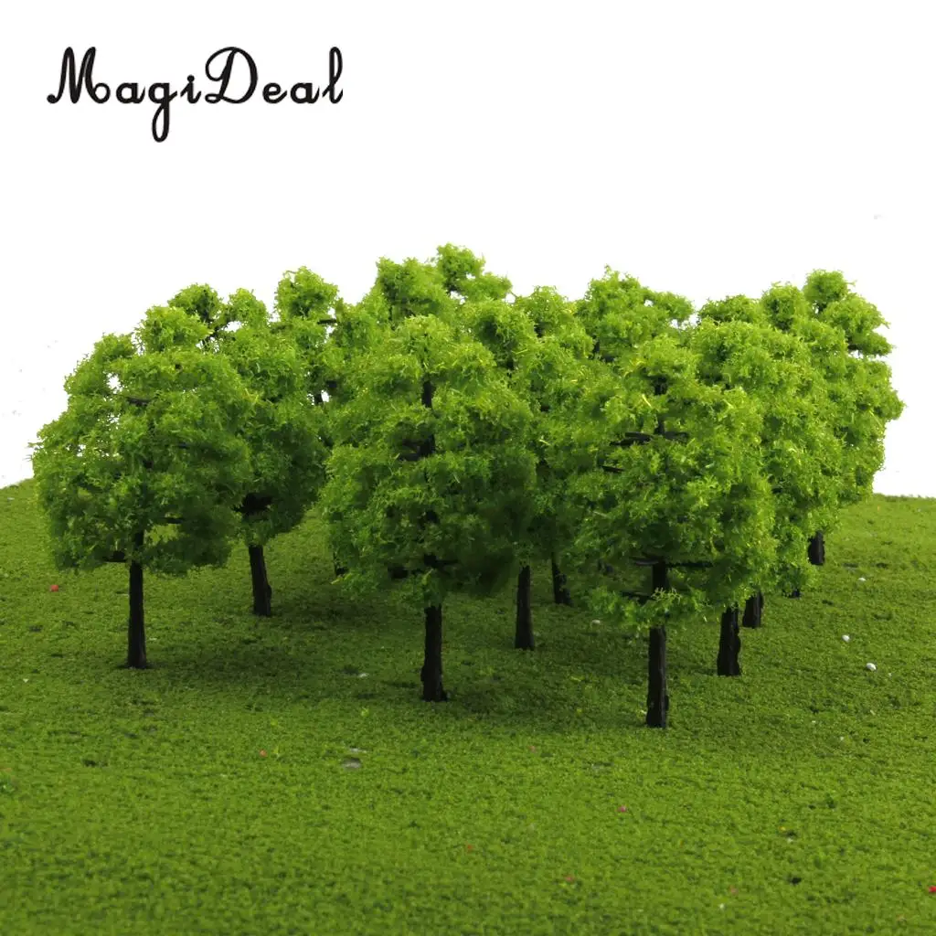 MagiDeal 20Pcs/Lot 1/100 Scale Mini Plastic Model Trees Train Railroad Scenery for House Classroom Park Layout Scene Kids Toy