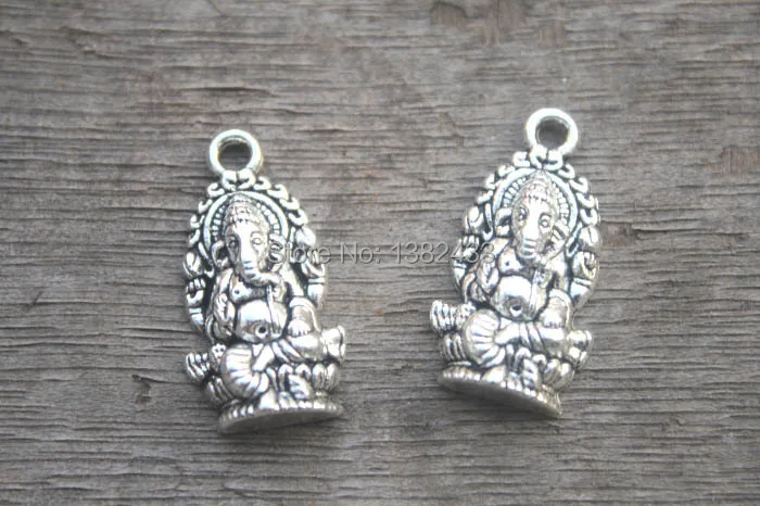 15pcs--Ganesha charms, Antique Tibetan silver Ganesha charms pendants 27x14mm