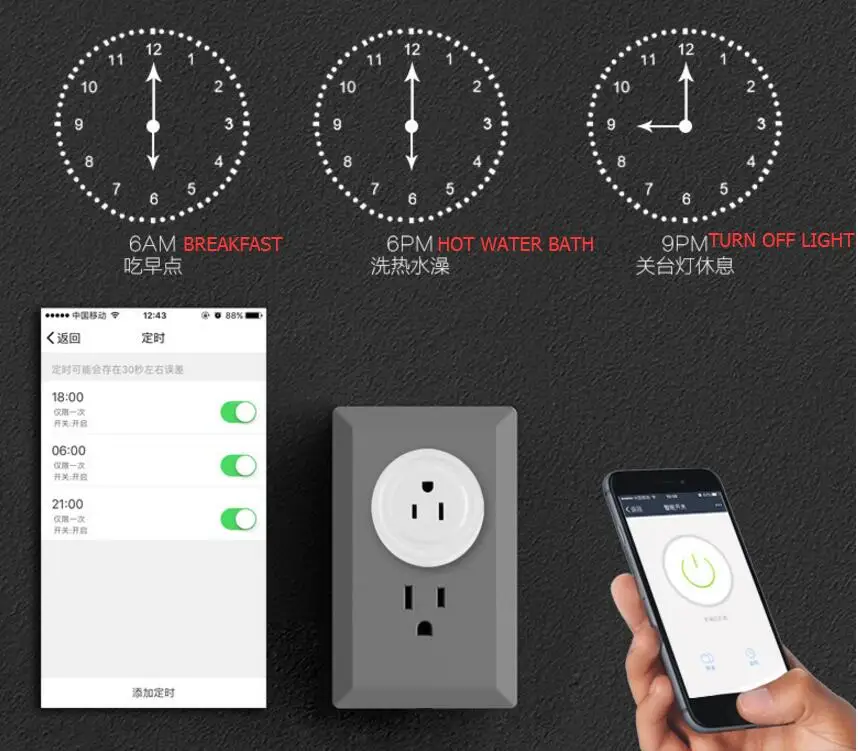 Wifi Mini Smart Socket US Plug Remote APP Control Amazon Alexa Power Strip Timing Switch for iOS Android Smartphone Tablet D