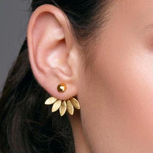 Pendientes de tachuelas de metal de flores para mujeres Rose Gold Color Joyas de moda de doble cara Pendientes de orejas femeninas Pendientes 12 mejores ventas de oro Rose Rose - №7