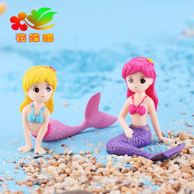 Mermaid DIY Micro Landscape Aquarium miniature figurines  Beauty Cake Keys Plastic Decoration Crafts Home Decor