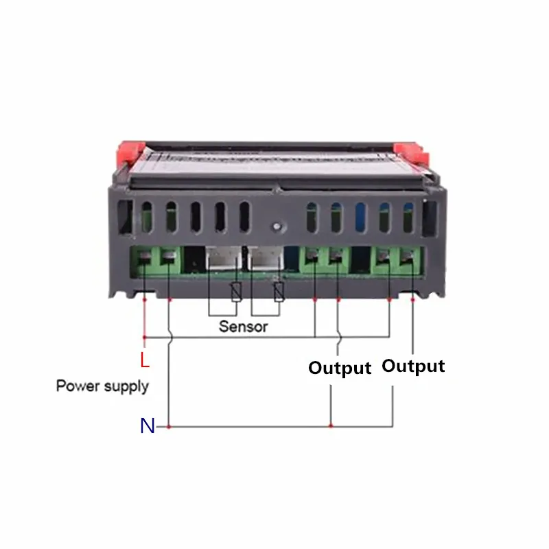 12V 24V 220V Intelligent Dual Temperature Controller Two Relay Output Heat Cold Thermostat Adjustable Temperature Control Switch