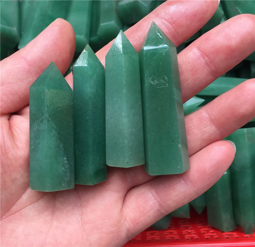 Natural crystal green dongling magic wand healing.