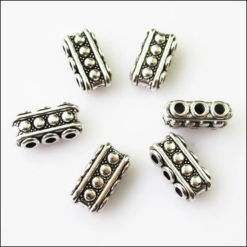 16Pcs Antiqued Silver Color 3-3Holes Spacer Beads Bars Charms Connectors 7.5x15mm