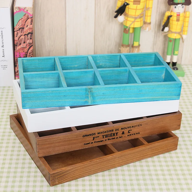 Multi-Functional Vintage Wooden Storage Divider Box Drawer Desk Organizer Tray For Crafts,Flowers, Plants, Jewelry