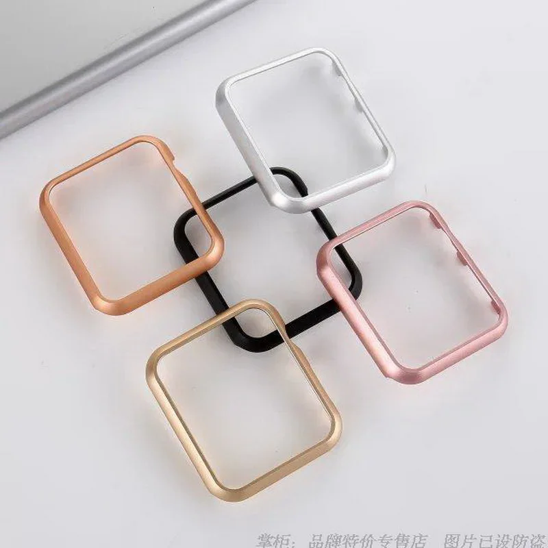 New Stainless Steel Alloy Metal Frame Holder Shell Case For Apple Watch iWatch 38 42 40 41 44 45 49mm  Protector Case Rose Gold