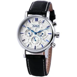 Fashion Jargar Brand Automatic Mechanical Business Watch Mens Calendar Dress Wristwatches Men Casual Genuine Leather Band Colcks