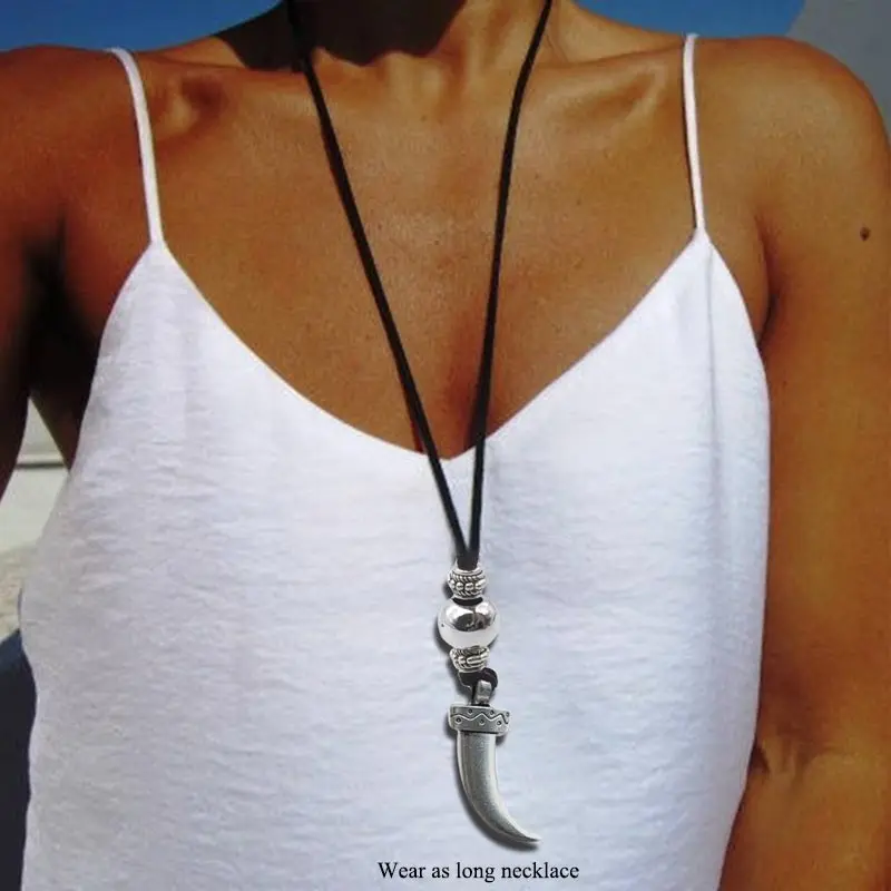Yumfeel Vintage Women Pendants & Necklace Velvet Leather Long Tassel Necklace Jewelry Gifts Boho