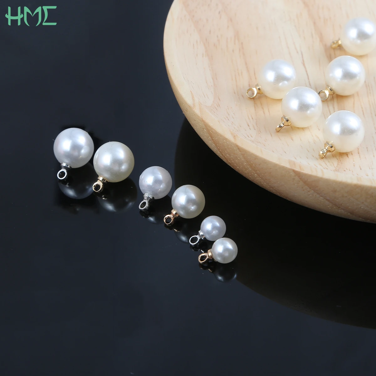 10pcs Imitation ABS Pearl Round Beads Charm Pendant for Earrings Bracelet Necklace Choker DIY Ear Stud Jewelry Findings Making