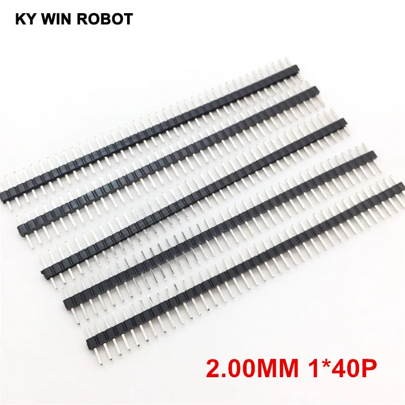 

10PCS/Lot 2mm 40 Pin Male Single Row Pin Header Strip 1*40P 2.0mm male pin header copper connector