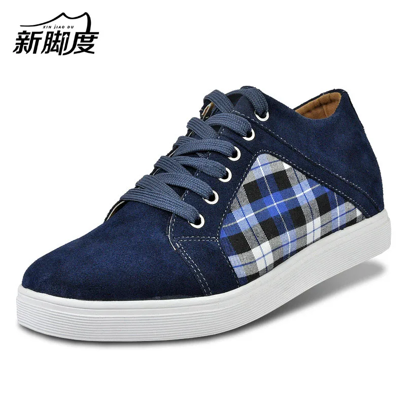 

X5567-1 Quality Suede Lattice Shoes for Men Walk Taller 6CM,Casual Height Increase Elevation Shoes Match Jeans Brow/Gray/Blue