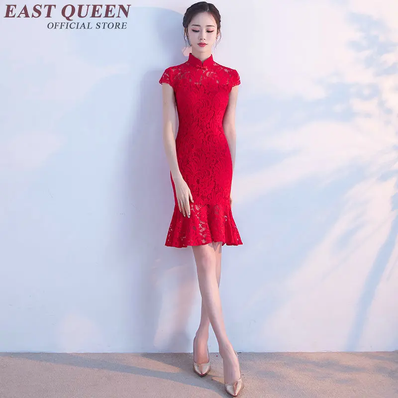 New Arrival modern qipao dress women chinese oriental dresses hollow out flounce elegant lace dress 2018 s-3xl NN0598 YQ