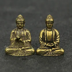Mini Portable Retro Brass Buddha Zen Statue Pocket Sitting Buddha Hand Toy Sculpture Home Office Desk Decorative Ornament Gift