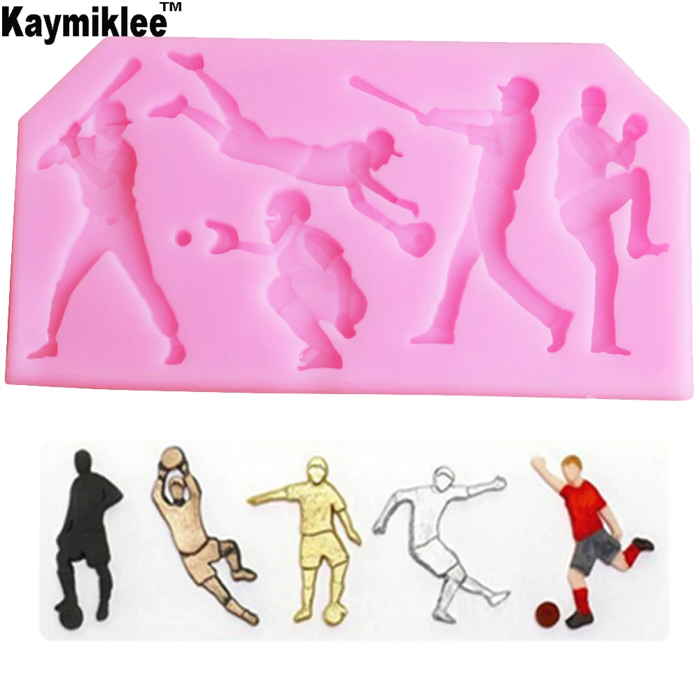 M2064 New Ball Games Silicone Mold Cake Decorating Tools Basketball Baseball Football Sports Cake Candy Border Mold Tool