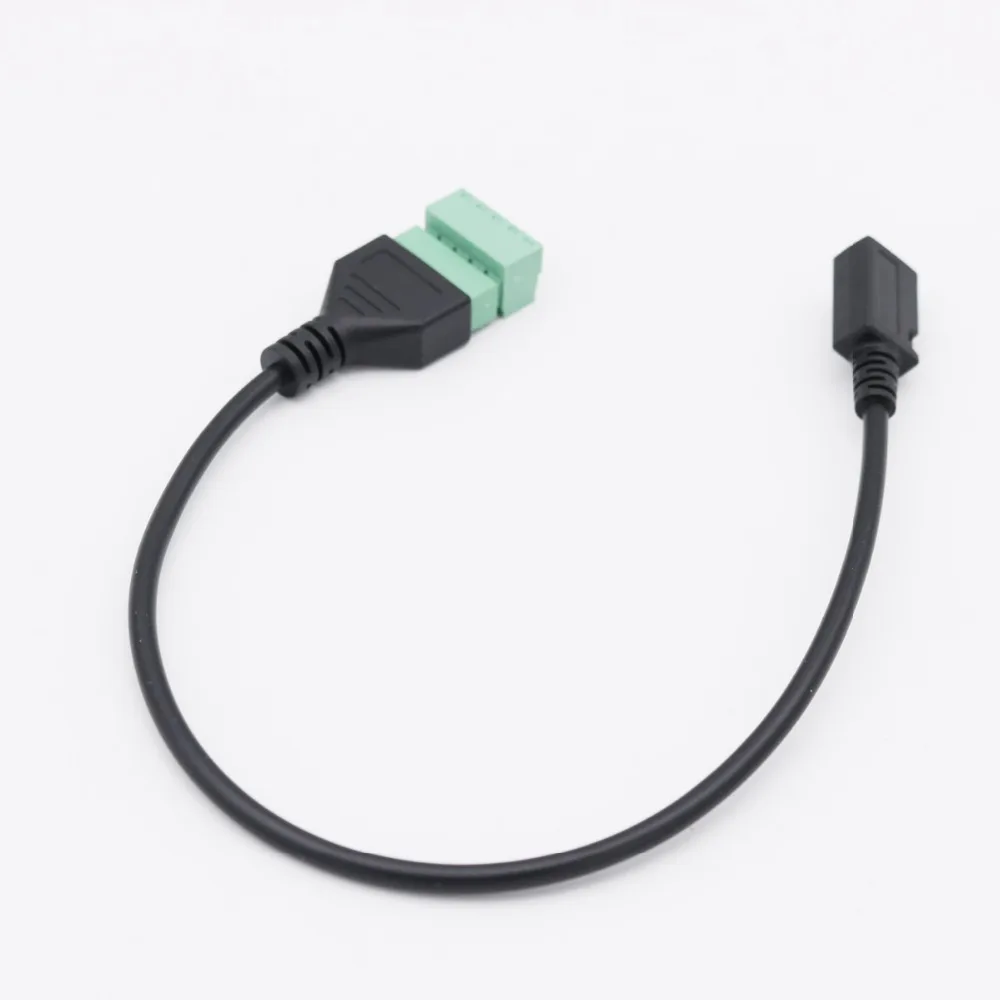 1pcs 1FT Micro USB 5 Pin 2.0 Female to 5 Pin Screw with Shield Solderless Terminal Plug Adapter Connector Cable Lead 30cm