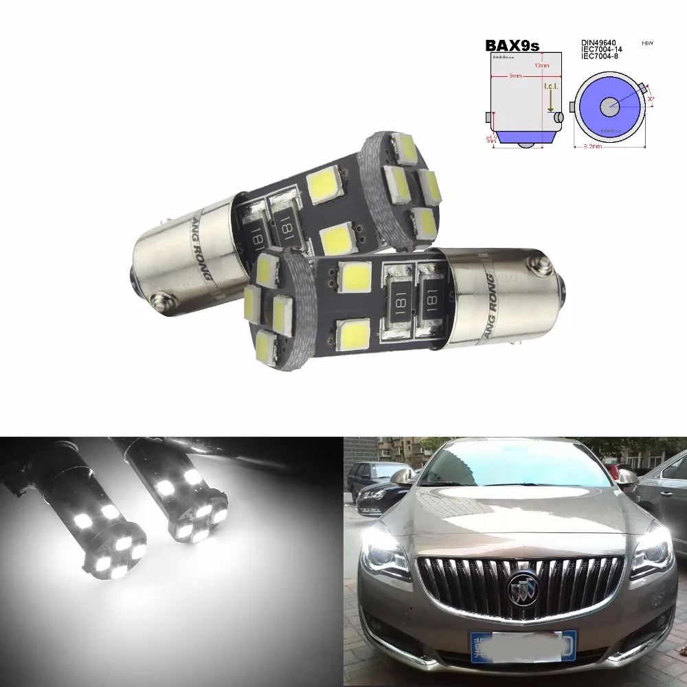 ANGRONG 2x H6W BAX9s 8 SMD LED 433 434 Bulb Parking Side Light White Error Free For Mercedes(CA230x2)