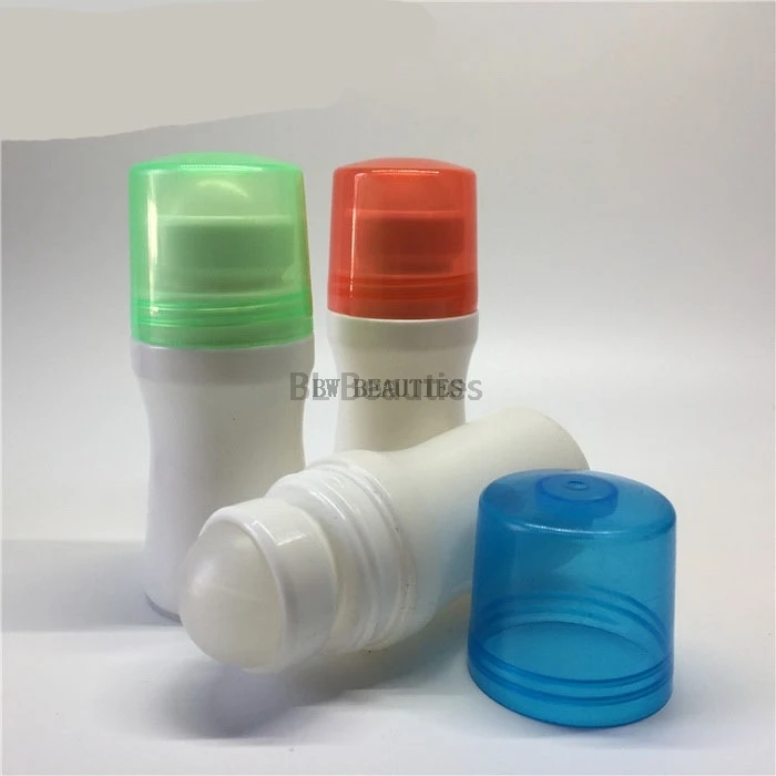 500pcs 40ml Plastic White Roll On Bottles, 40cc Deodorant Cosmetic Roll-on Container With Big Roller Ball