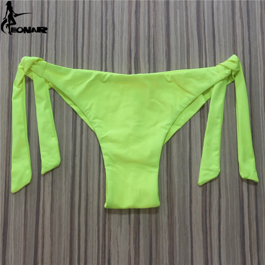 Bikini brasileño con Tanga unicolor para mujer, traje de baño Sexy con parte inferior ajustable, bragas, ropa interior, traje de baño con Tanga