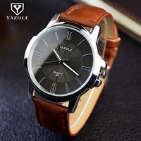 Hot YAZOLE Mens Watches Top Brand Luxury Blue Glass Watch Men Wristwatch Waterproof Leather Roman Men's Watch Male Clock relojes