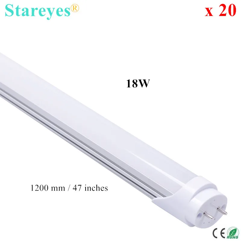 

Free shipping 20 pcs 120cm T8 LED Tube light 18W SMD2835 96 LED Epistar Chip High brightness 1700Lm lamp bulb lighting AC85-265V