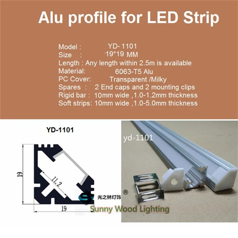 10pcs/lot corner led channel cable hidden , led aluminium profile for 11mm PCB board  led bar light,YD-1101