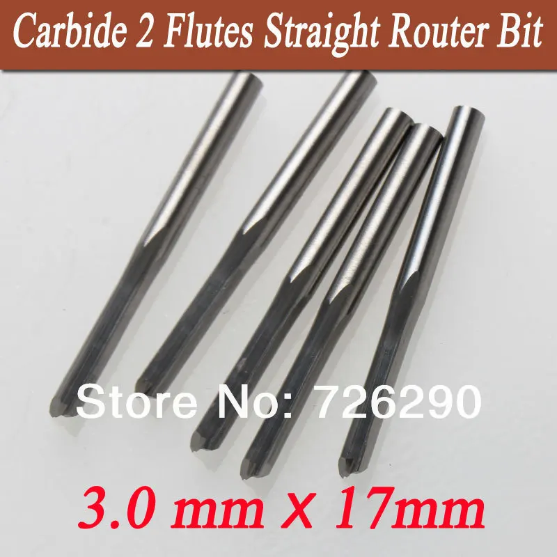 5pcs 3.175*3.0*17mm Two Straight Flutes Router Bits Carbide Cutting Tool End Mill Cutters Tools For Wood CNC