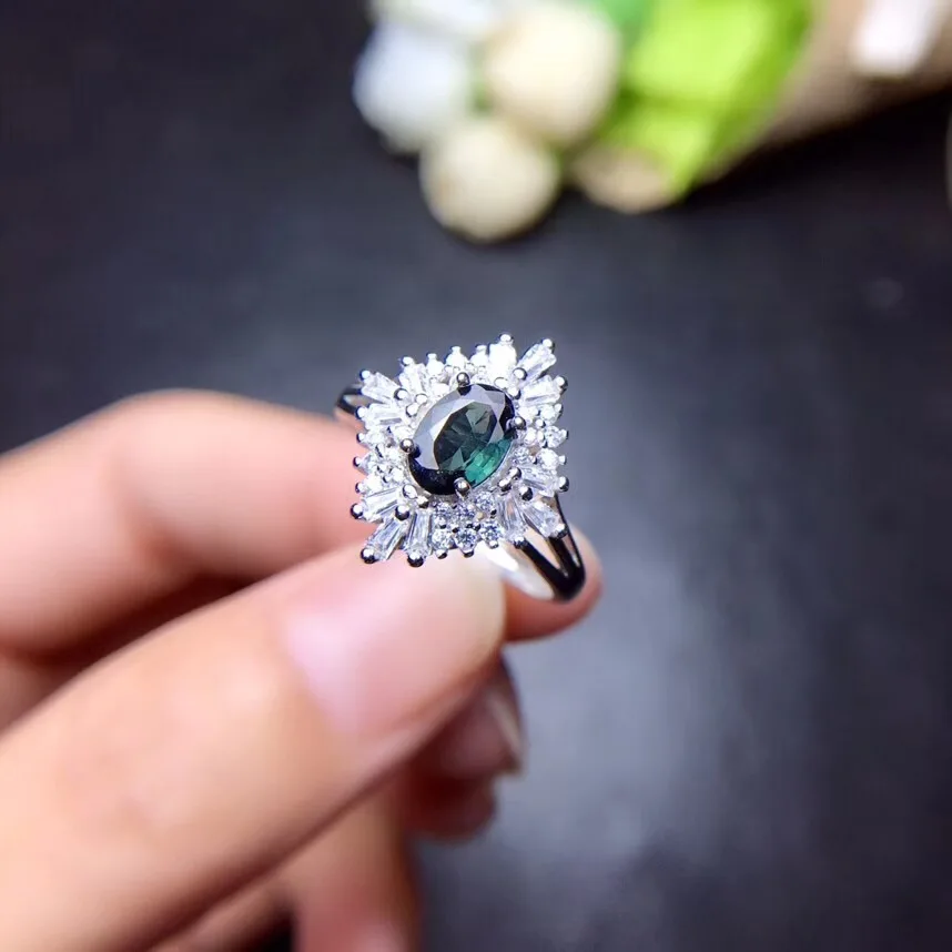 

classic blue natural Sapphire gemstone ring silver fine jewelry 100 natural gem 925 sterling silver boy girl birthday present