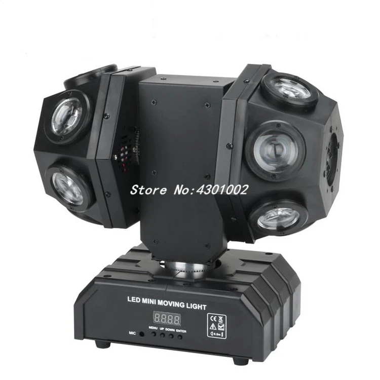 12X10W 2แขนMoving Head Beam Light Miniฟุตบอลเลเซอร์ไฟสีสันหมุนแสง