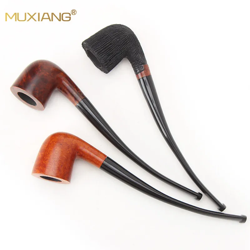 

MUXIANG Long Stem Briar Wood Handmade Smoking Pipe Fit for 3mm Filter Bent wooden Tobacco Pipe aa0334