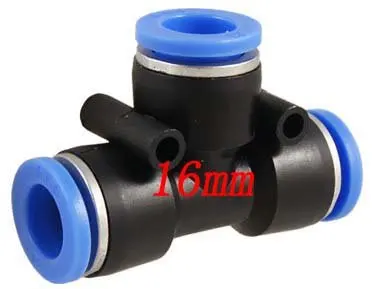 Free Shipping 100PCS/LOT 16mm to 16mm Piping Push In Quick Fittings T Joint