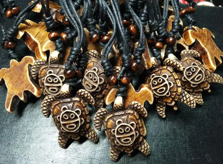 16 pcs Cool Carving Turtle Longevity Fashion Biker Necklace