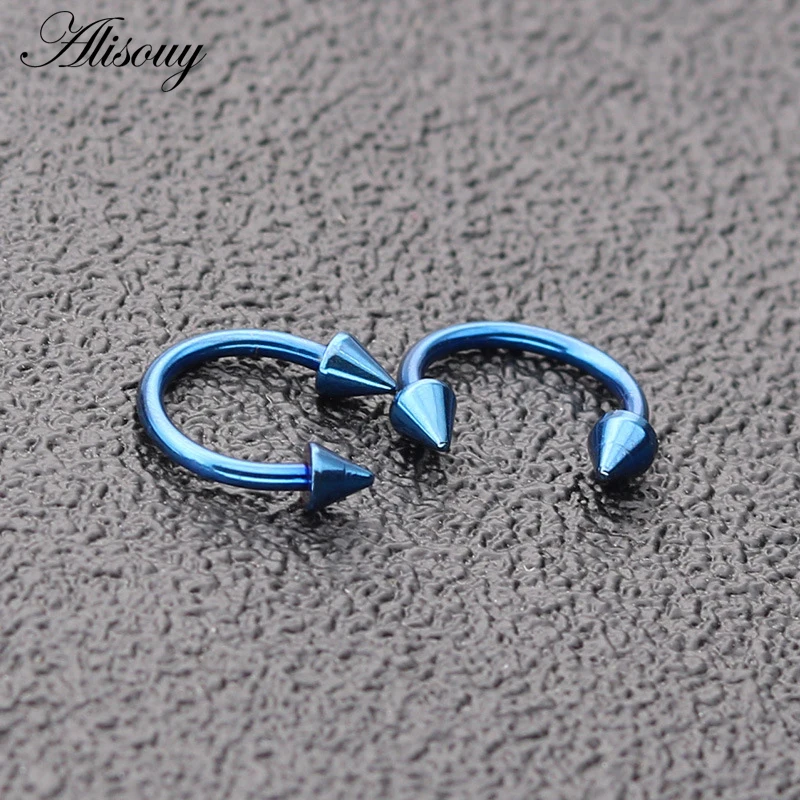 1pc Colorful Stainless Steel Horseshoe Spike Nose Septum Rings Eyebrow Tragus Ear Rings Body Piercing Nariz Jewelry Piercing