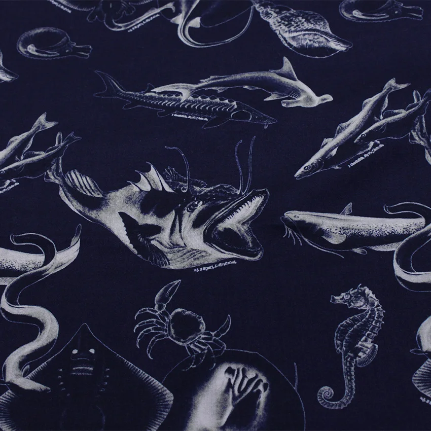 Picture 7: CMCYILING Printed Cotton Fabric Patchwork Fish Cloth For Sewing Handmade DIY Quilting Textile Doll  Material 50x145cm