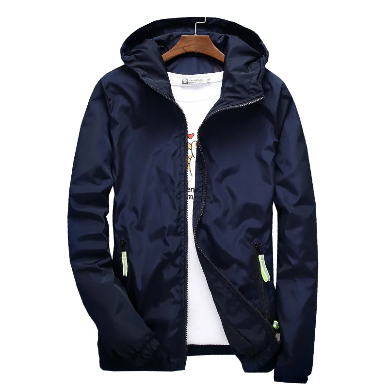 Size 6XL 5XL 7XL 2025 Spring Autumn Young Men Windbreaker Hooded Jacket Slim Thin Clothing Top Quality Waterproof Plus Size
