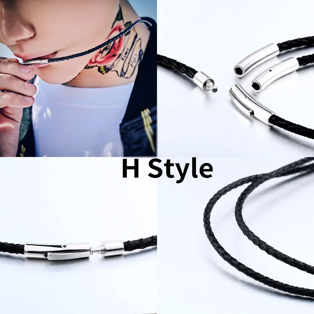 BEIER Leather silica gel Cord Lanyard Pendant Stainless Steel Screw Lock Korean Fashion Men\'s choker Rope Necklace PSXL011