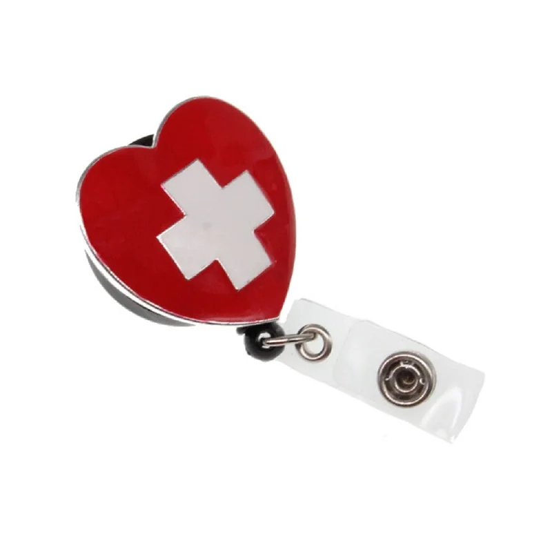 10pcs Medical Heart Shaped Nurse Gift Enamel Retractable Pull Reel/Id Badge Holder