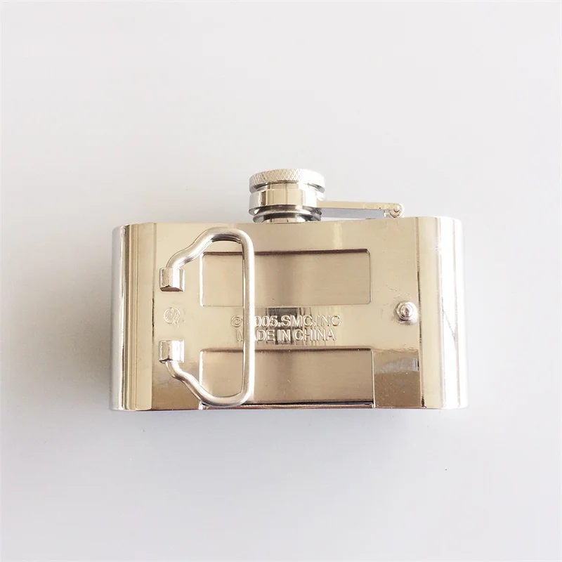 Heldere Zilveren Emaille Lange Hoorn Ster 3 Oz Rvs Kolf Riem Buckle